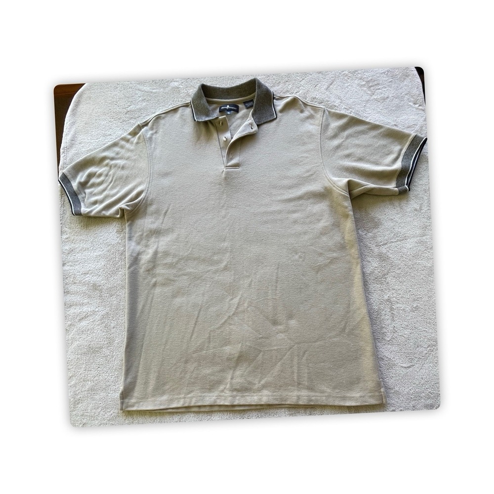 Payne Stewart Men's XL Polo Short Sleeves Beige Cotton Golf Casual